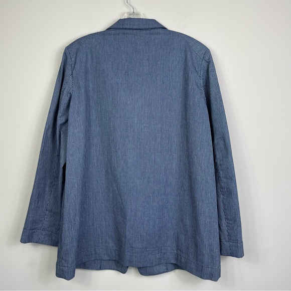 MARC BY MARC JACOBS Cotton Oversized Pinstriped Indigo Multi Blazer Jacket NWT L - Picture 9 of 16